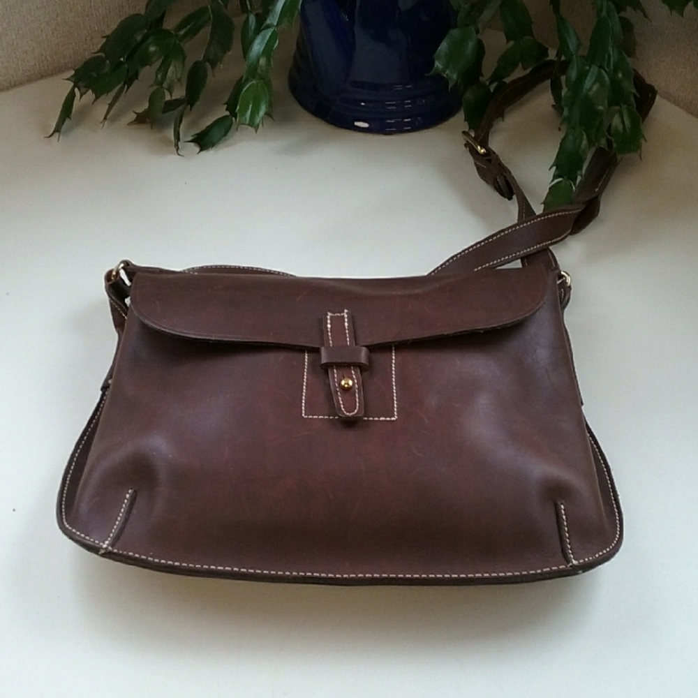 Brown Leather Crossbody Bag, vintage new Colin Stuart